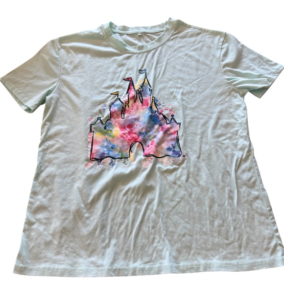 Disney World Castle Short Sleeve Crew Neck T-Shirt Mint Green XL - Picture 3 of 5